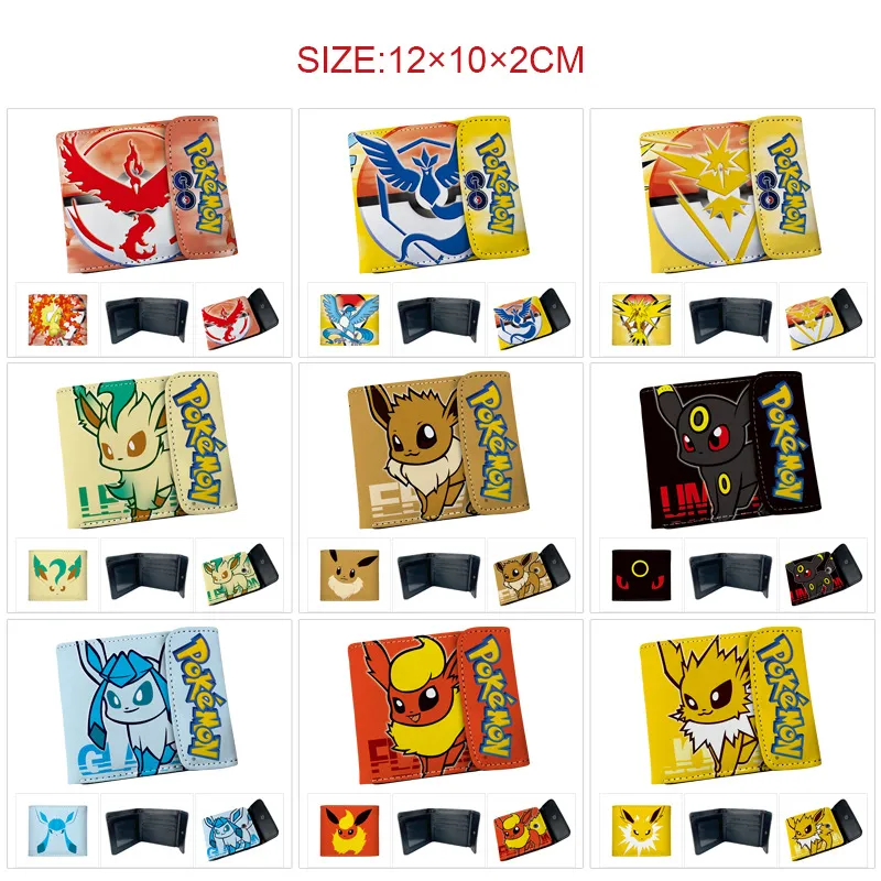 Pokémon Eevee Inspired Snap Button Bi-Fold Wallet – Full Color Cute Character Print Short PU Leather Card Holder with Coin Pocket for Fans & Students